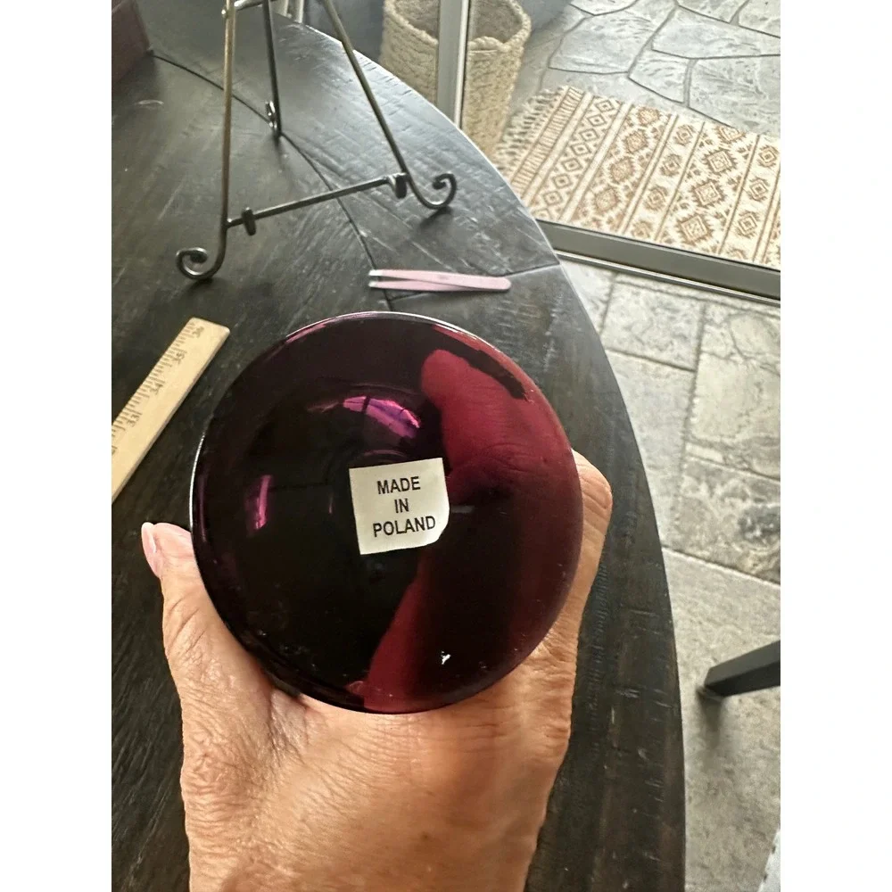 Hand Blown Amethyst‎ Purple Glass Oil Lamp Made in Poland Teardrop Footed 7